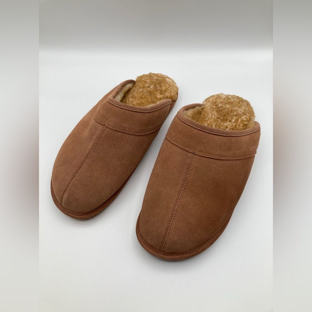 RJ’s Fuzzies Indoor Lined Slippers Men’s Size XL Chestnut Comfy EUC Slip On